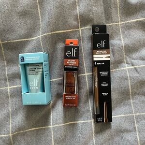 3 ELF Beauty Skin Bundle - Lip oil, Eyebrow Pencil, Moisturizer
